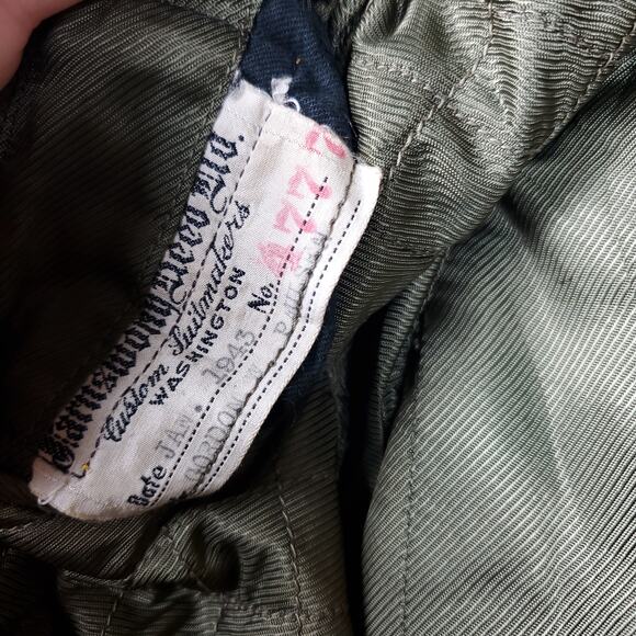 Vintage 1943 Farnsworth Reed Green Military Wool Coat Size 36R Patches - Picture 11 of 12